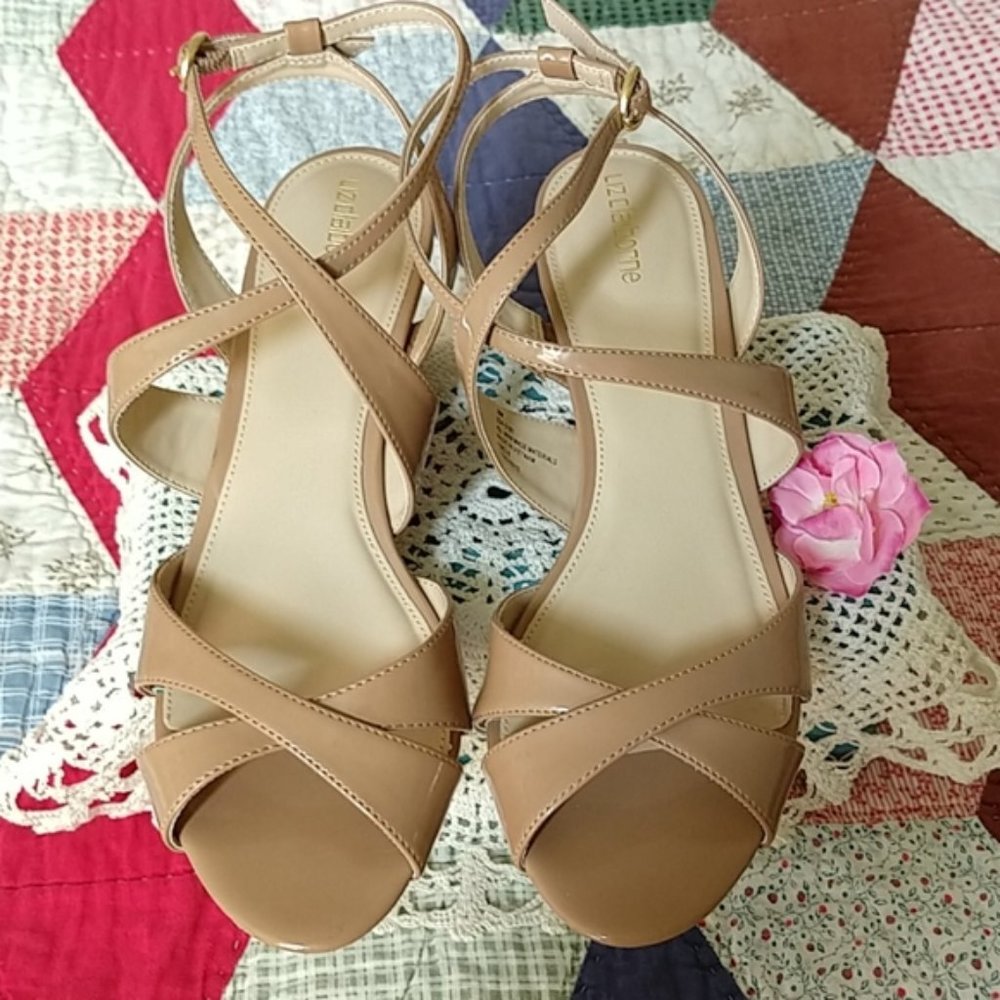 Liz Claiborne Patent Leather Wedge Sandals